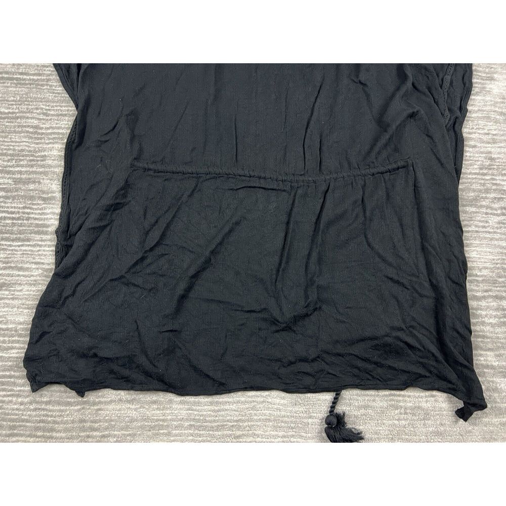 Blue Island Womens Beach Cover Up Black One Size Shortsleeve Tie Tasseled - Picture 8 of 9